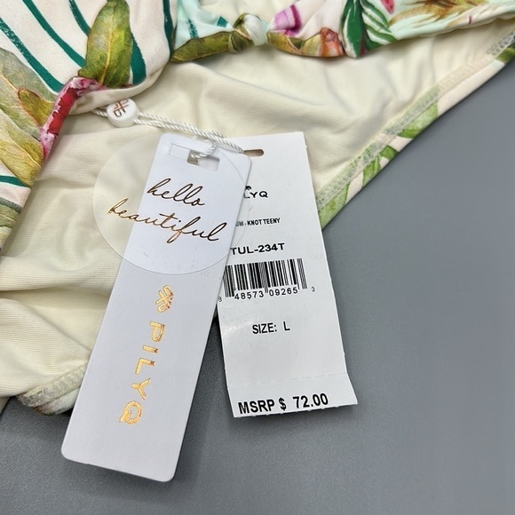 NWT PILYQ Tulum Knot Teeny Low Rise Tropical Floral Bikini Bottom Size Large - Picture 4 of 6